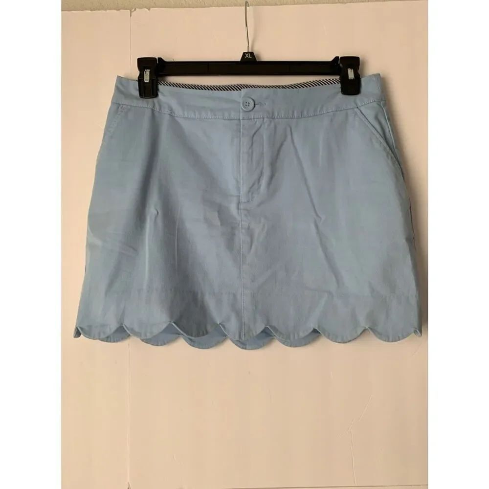 Crown & Ivy Light Blue Scalloped Hem Mini Skirt/Skort Size 10